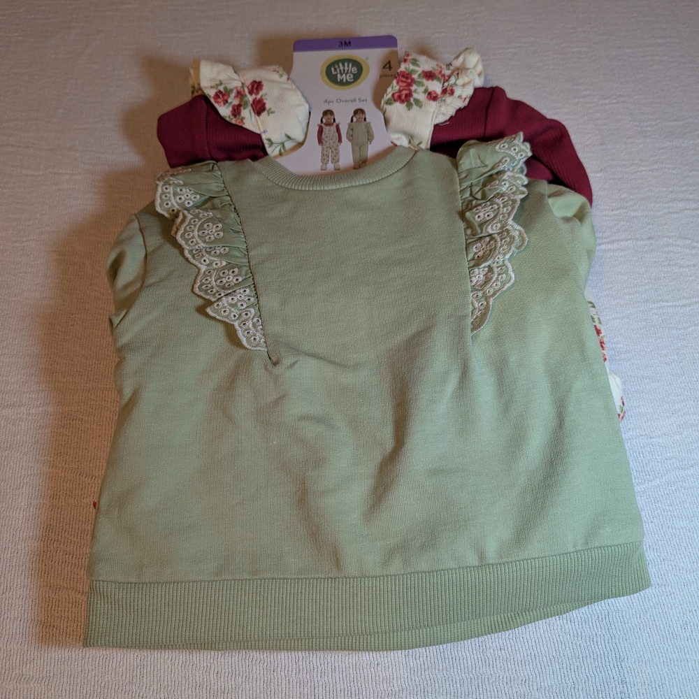 Little Me Green and Pink Kids Sweatshirt Set